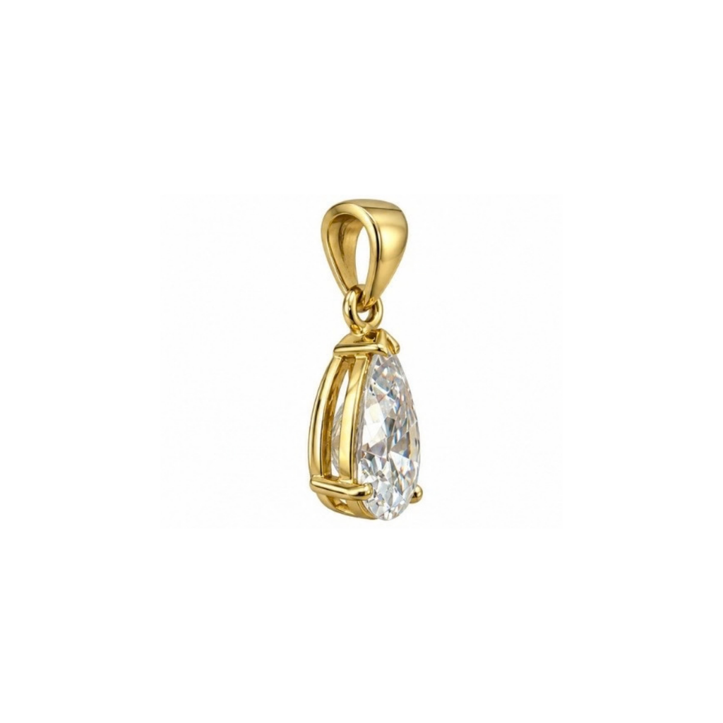 14K Yellow Gold Pear-Shaped CZ Pendant
