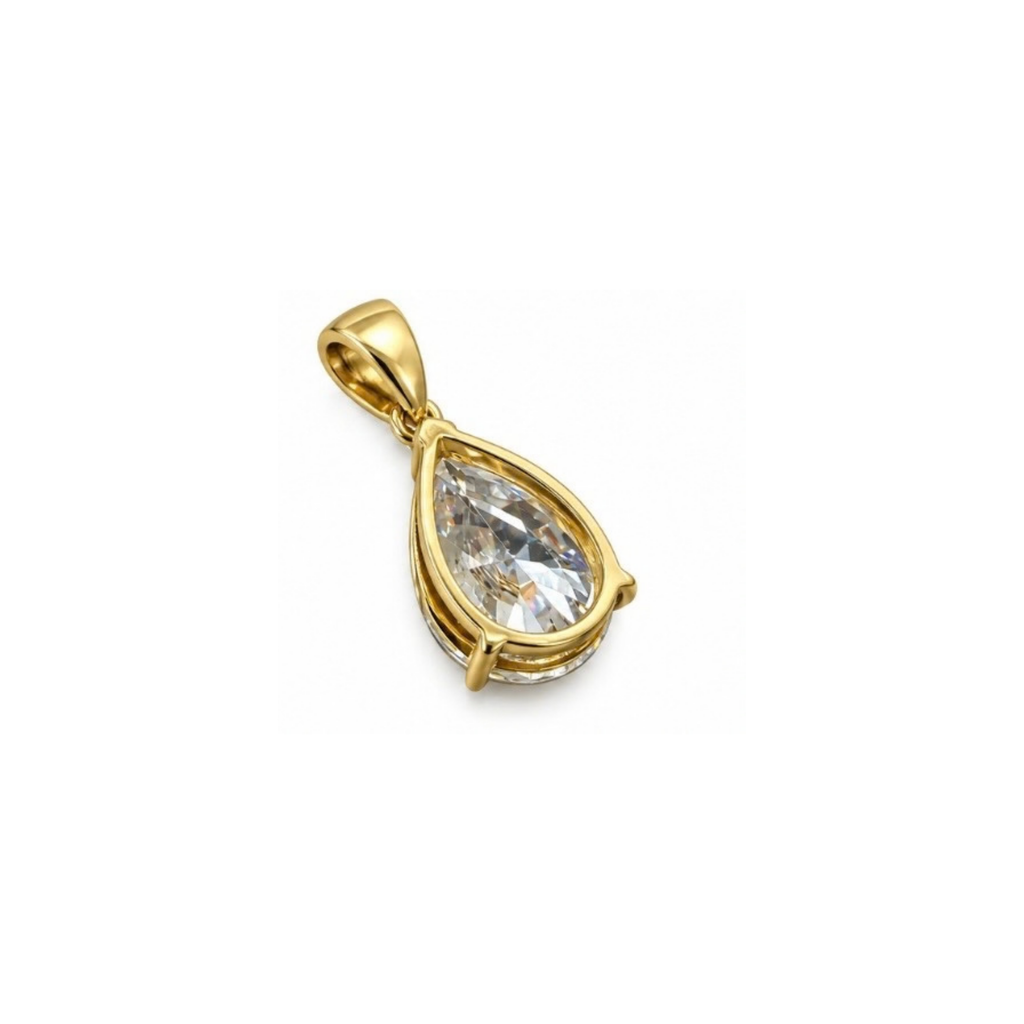14K Yellow Gold Pear-Shaped CZ Pendant