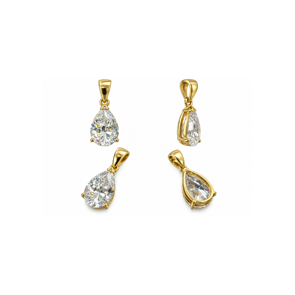 14K Yellow Gold Pear-Shaped CZ Pendant