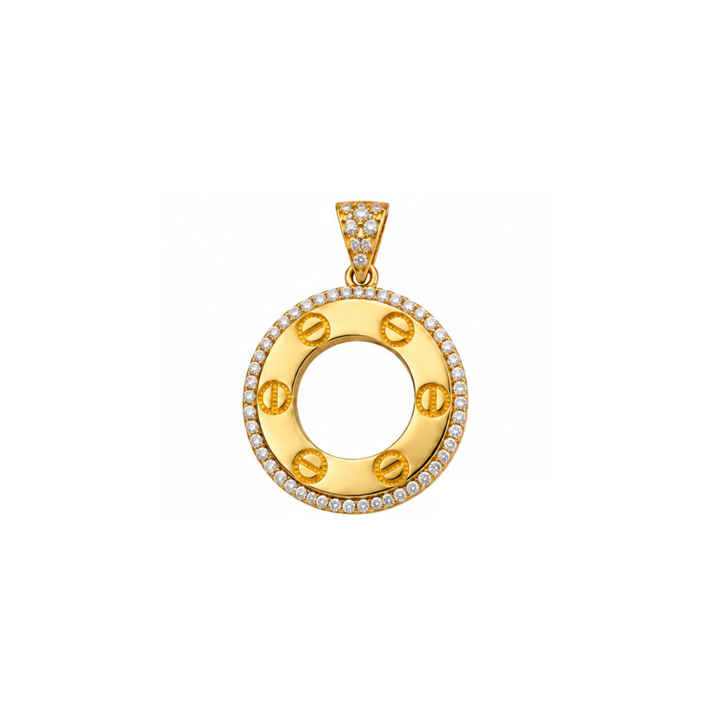 14K Yellow Gold Round CZ Pendant