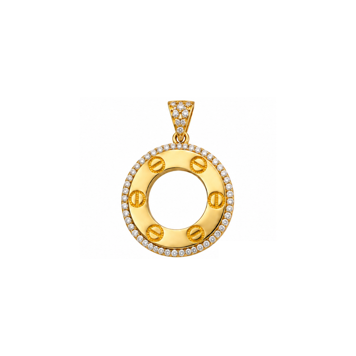 14K Yellow Gold Round CZ Pendant