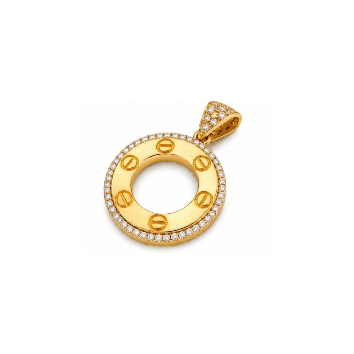 14K Yellow Gold Round CZ Pendant