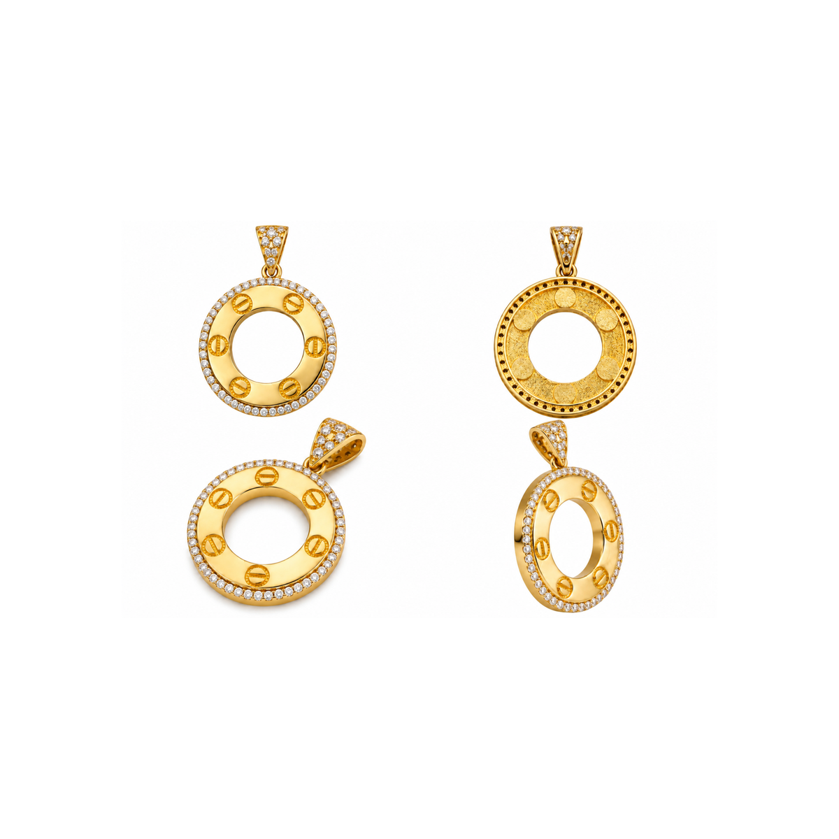 14K Yellow Gold Round CZ Pendant