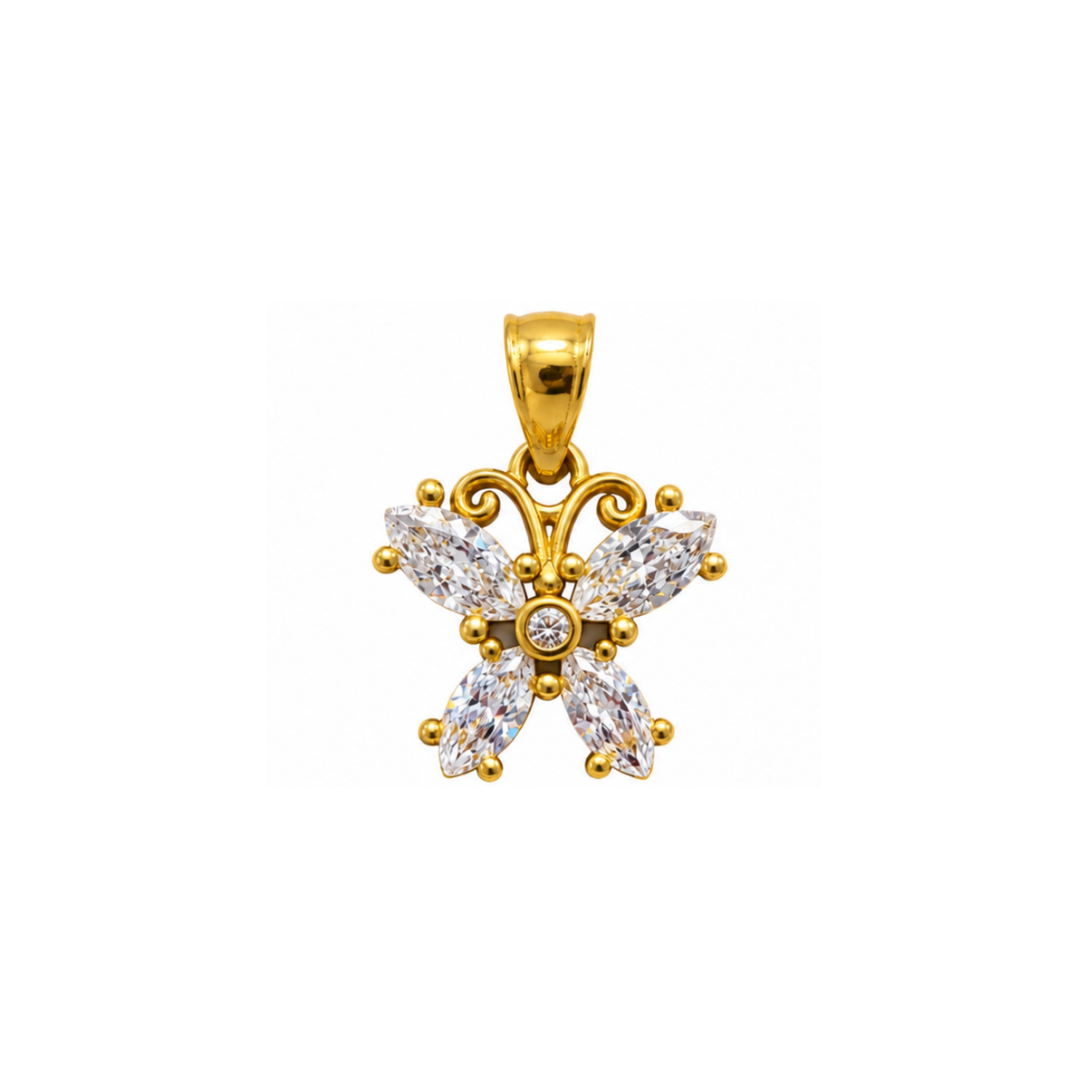 14K Yellow Gold Pendant with Cubic Zirconia