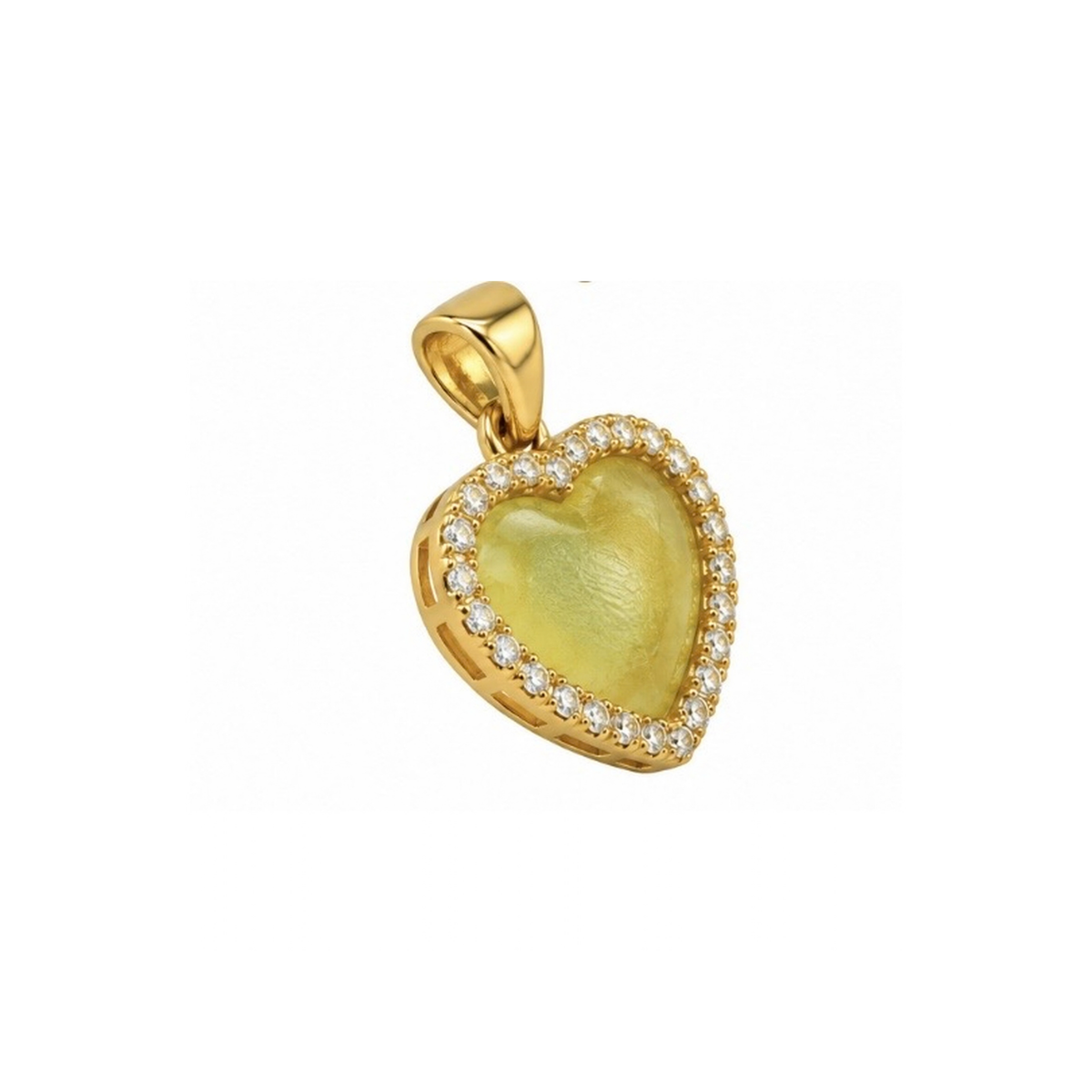 10K Yellow Gold Heart Pendant with Cubic Zirconia