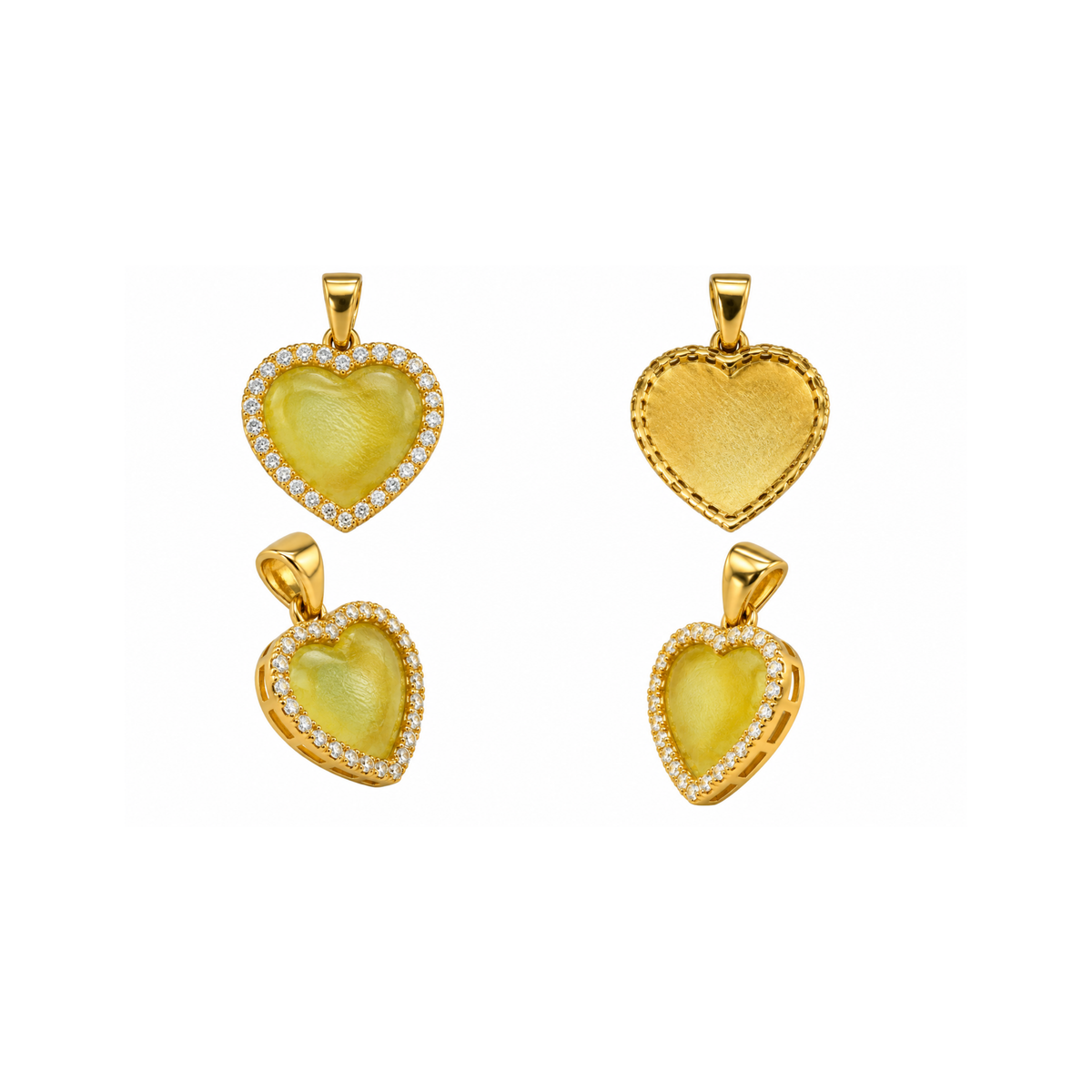 10K Yellow Gold Heart Pendant with Cubic Zirconia