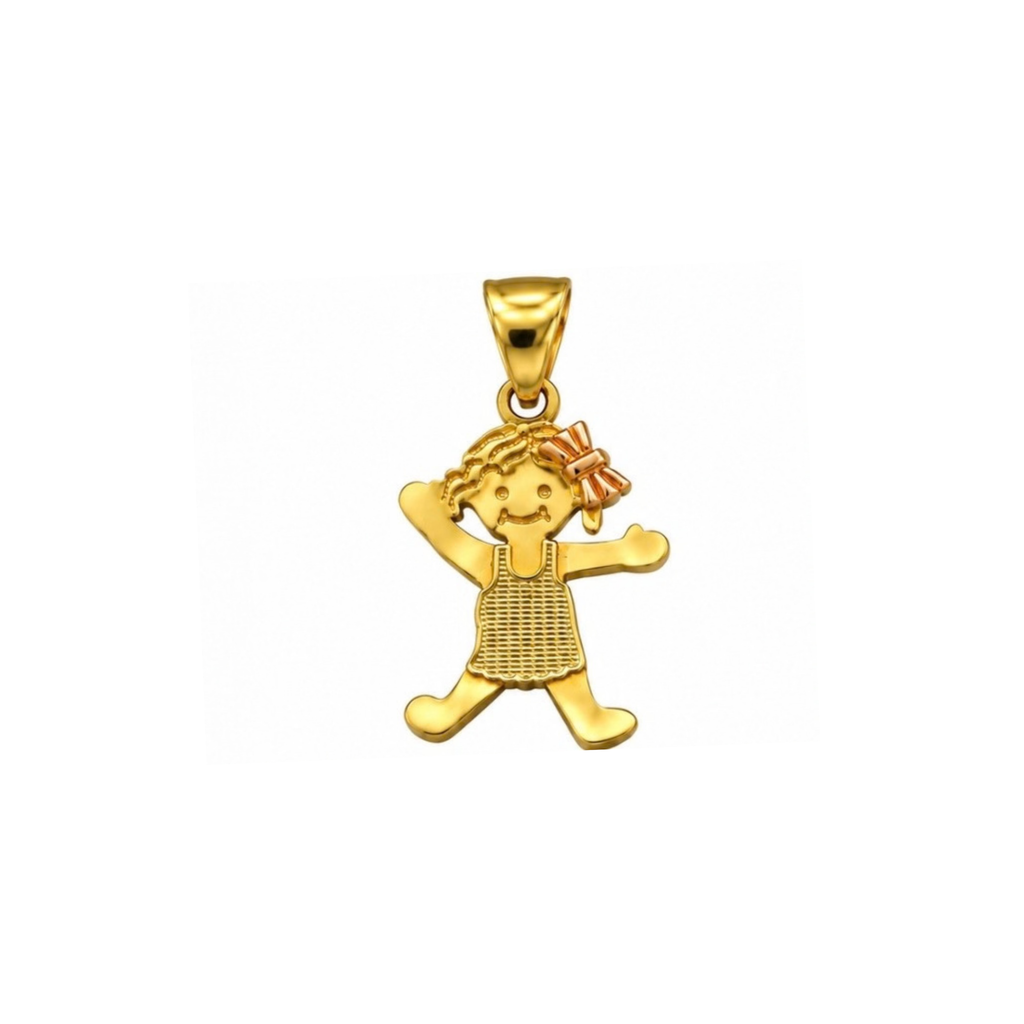 14K Yellow & Rose Gold Girl Pendant