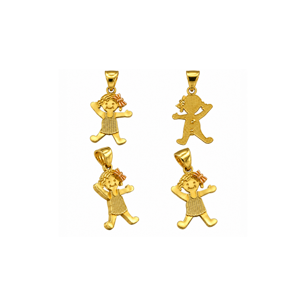 14K Yellow & Rose Gold Girl Pendant
