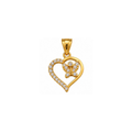 14K Yellow Gold Heart & Butterfly Pendant with CZ