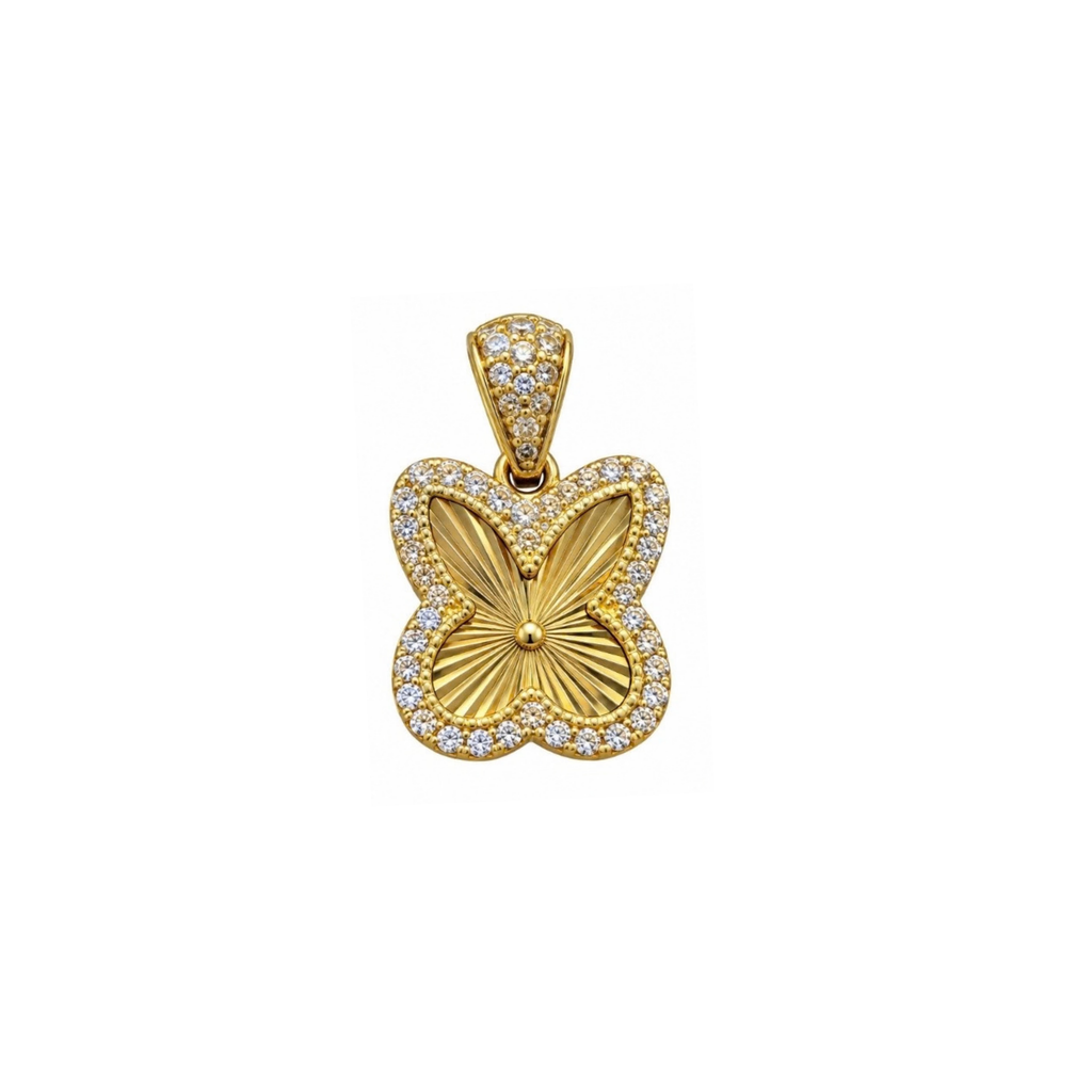 14K Yellow Gold Butterfly Pendant with CZ