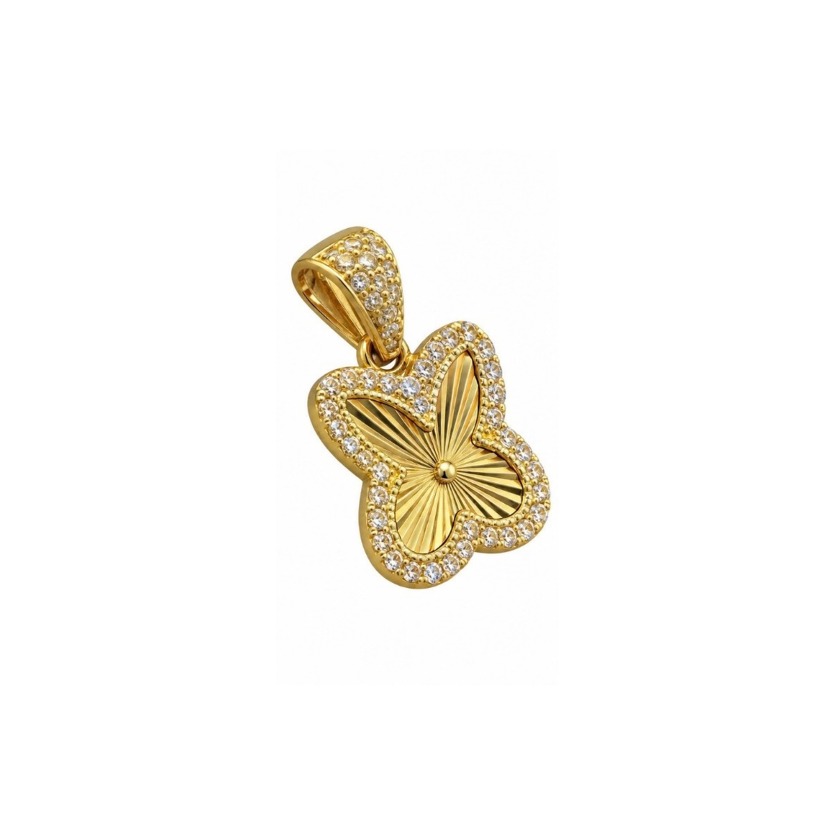 14K Yellow Gold Butterfly Pendant with CZ