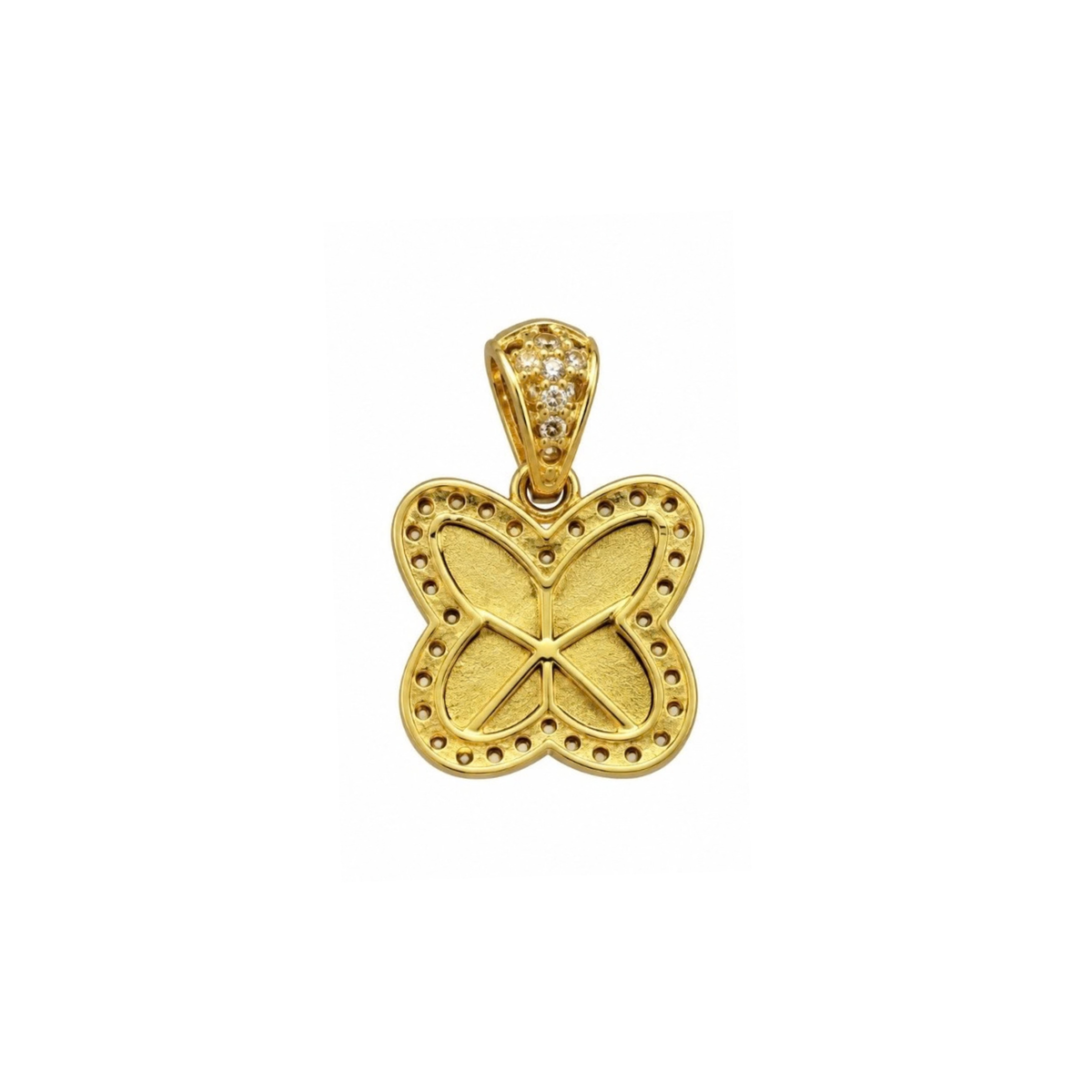 14K Yellow Gold Butterfly Pendant with CZ