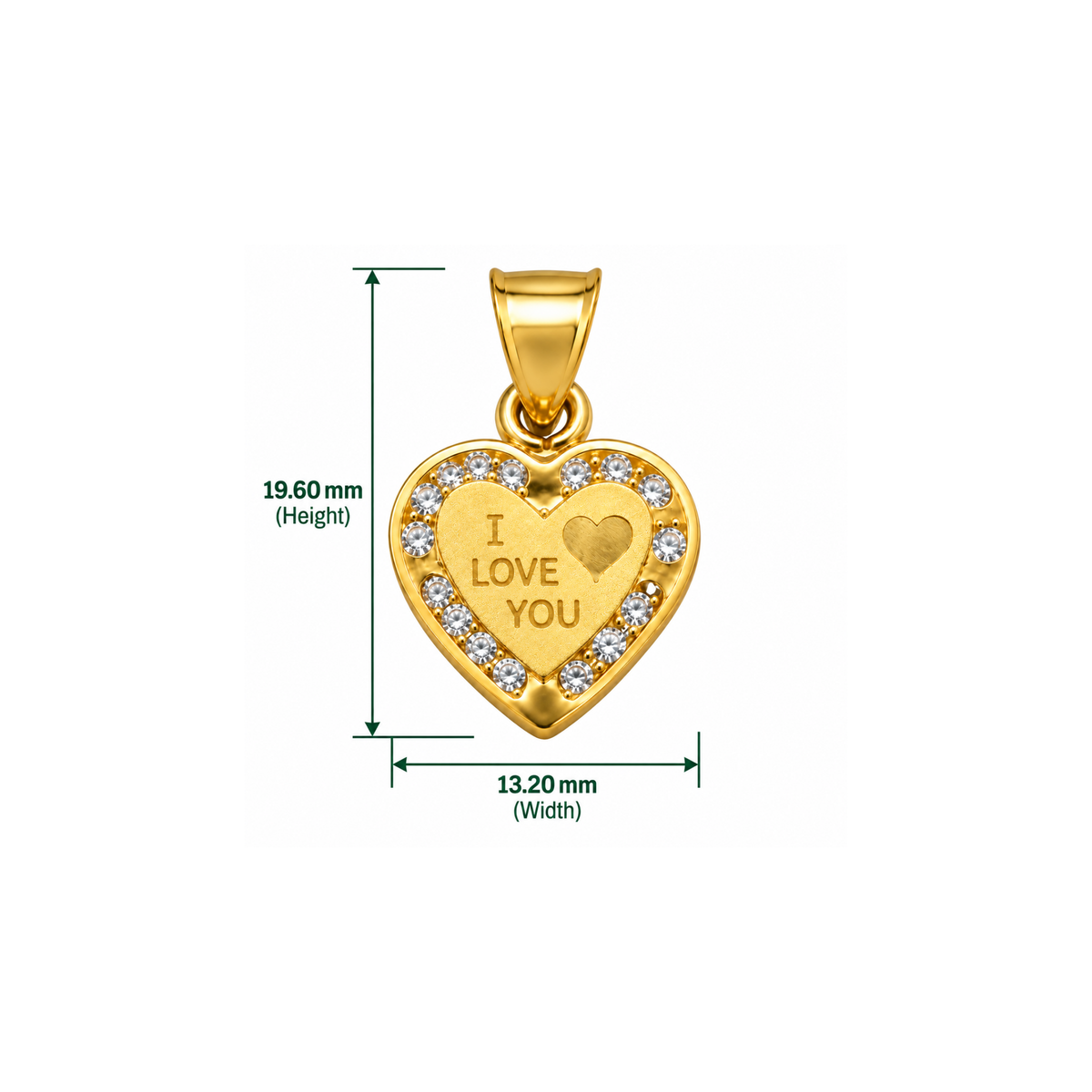 14K Yellow Gold “I Love You” Heart Pendant with CZ