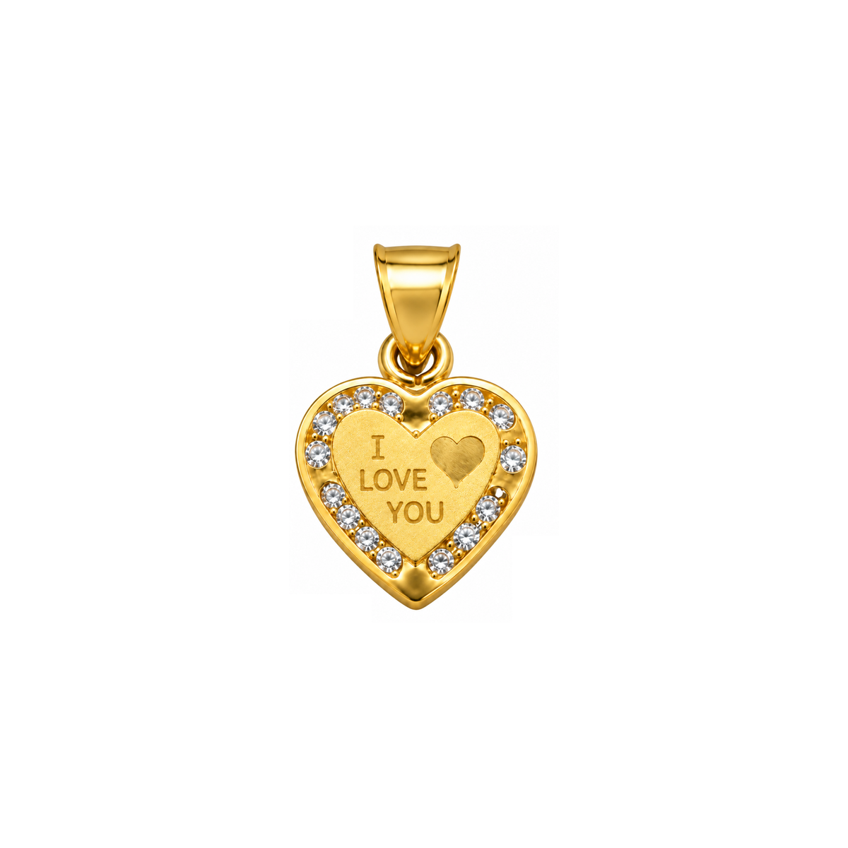 14K Yellow Gold “I Love You” Heart Pendant with CZ