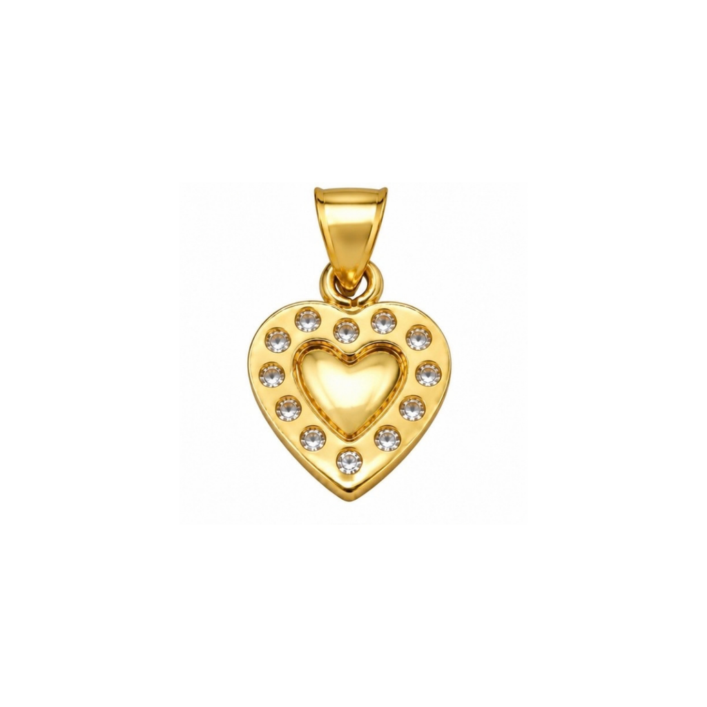 14K Yellow Gold “I Love You” Heart Pendant with CZ