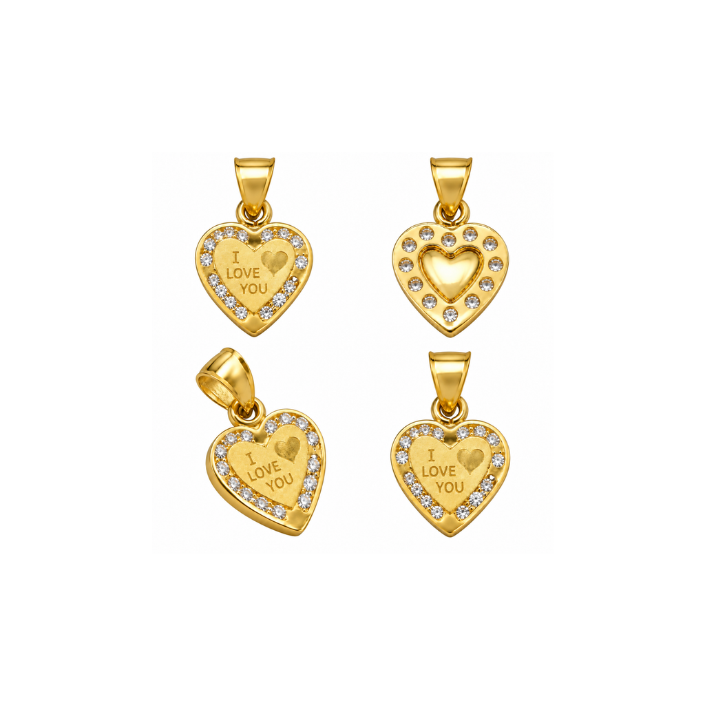 14K Yellow Gold “I Love You” Heart Pendant with CZ