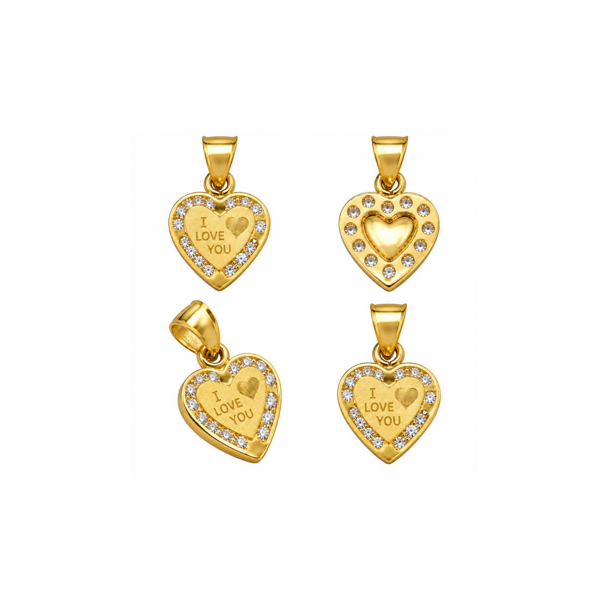 14K Yellow Gold “I Love You” Heart Pendant with CZ