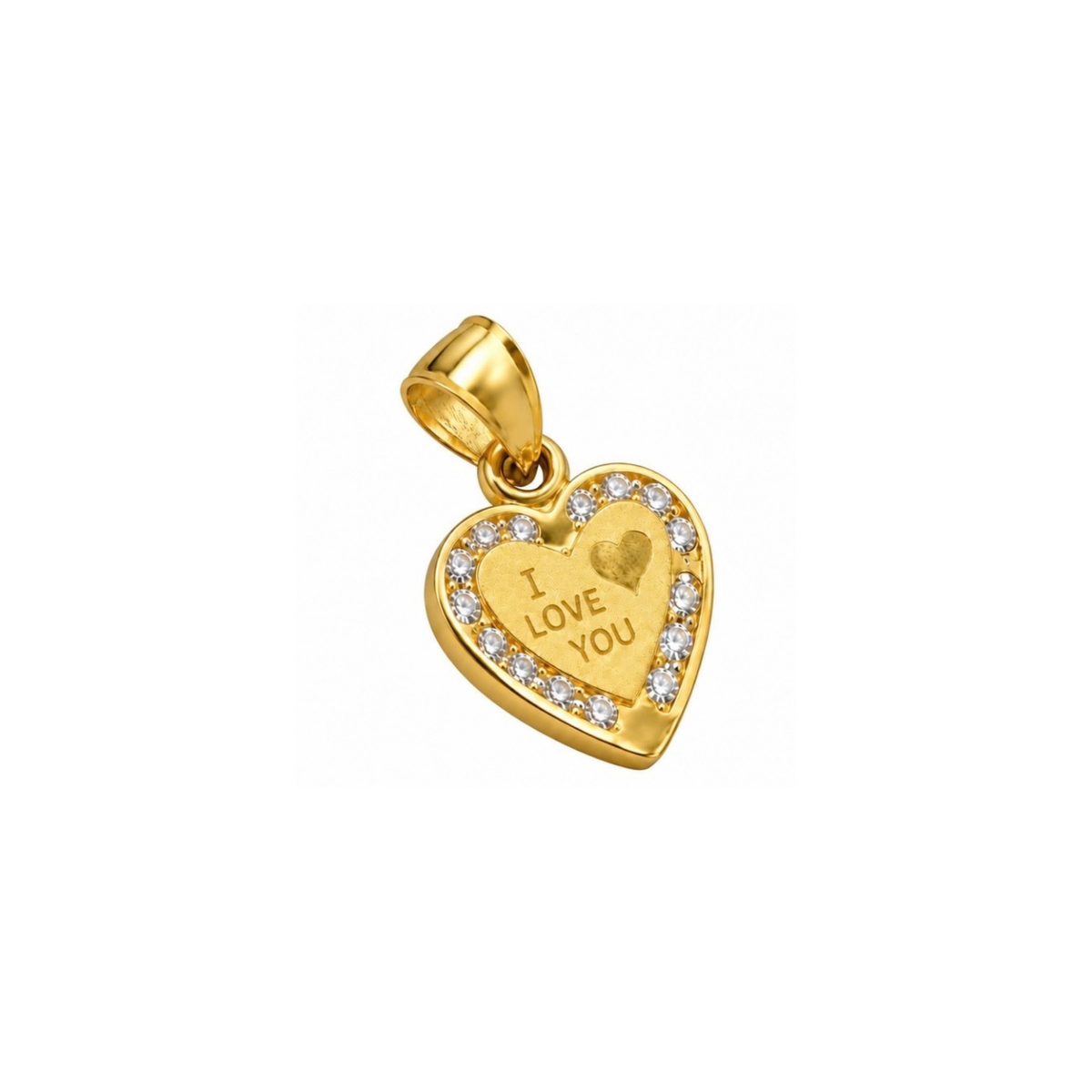 14K Yellow Gold “I Love You” Heart Pendant with CZ