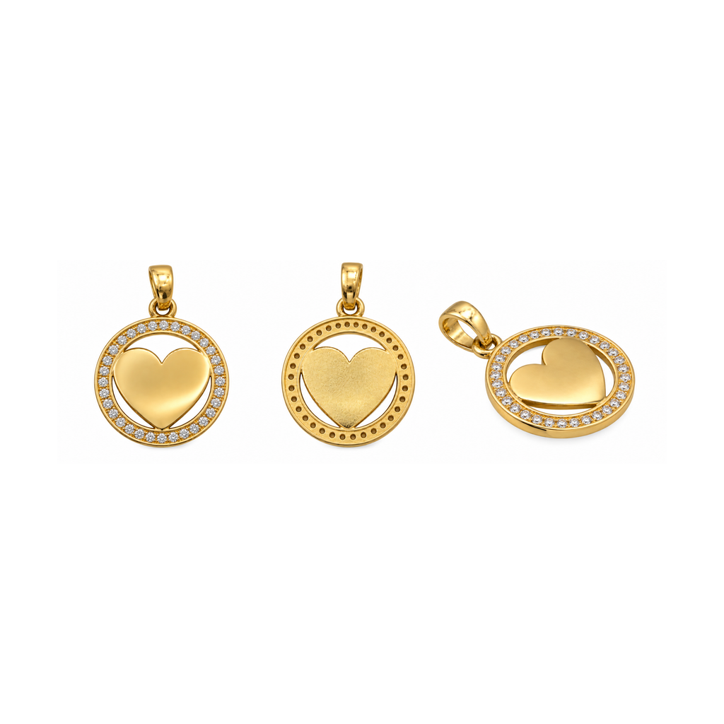 10K Yellow Gold Heart & CZ Pendant