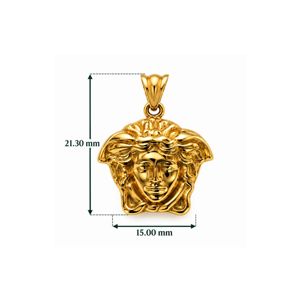14K Yellow Gold Medusa Head Pendant