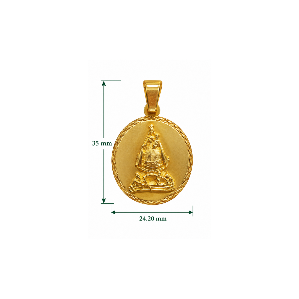 14K Yellow Gold Virgen de la Caridad Pendant