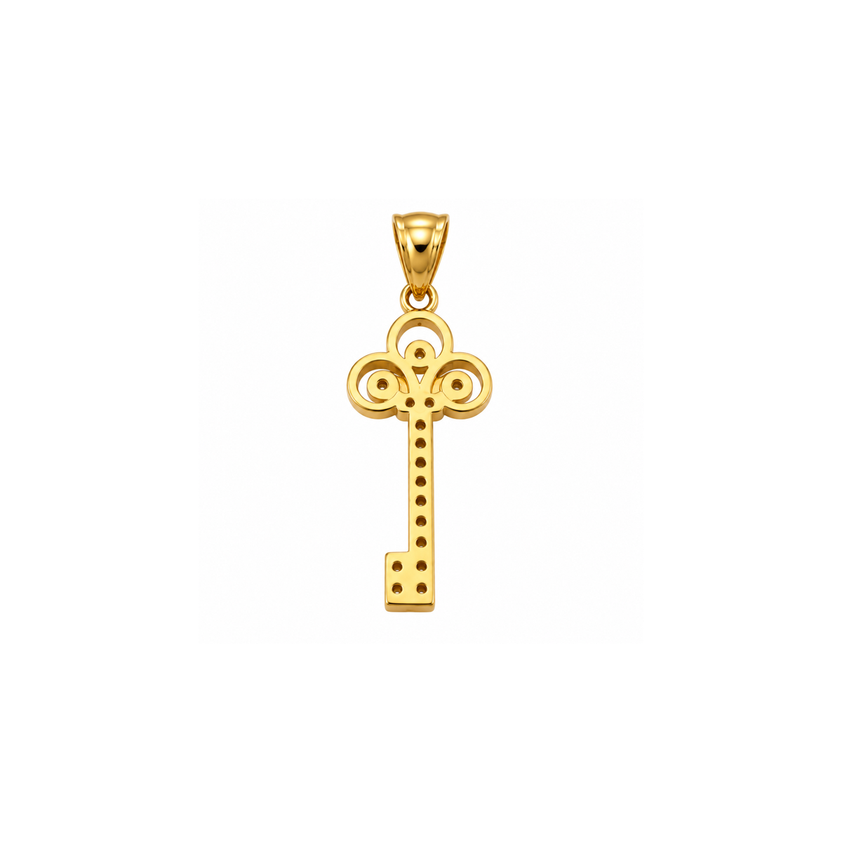 14K Yellow Gold Key Pendant with Cubic Zirconia