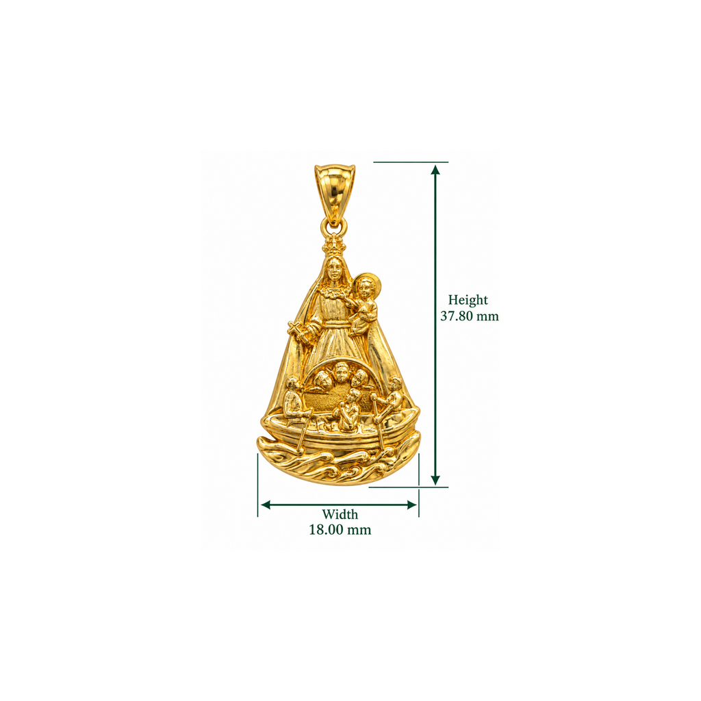 14K Yellow Gold Virgen de la Caridad del Cobre Pendant