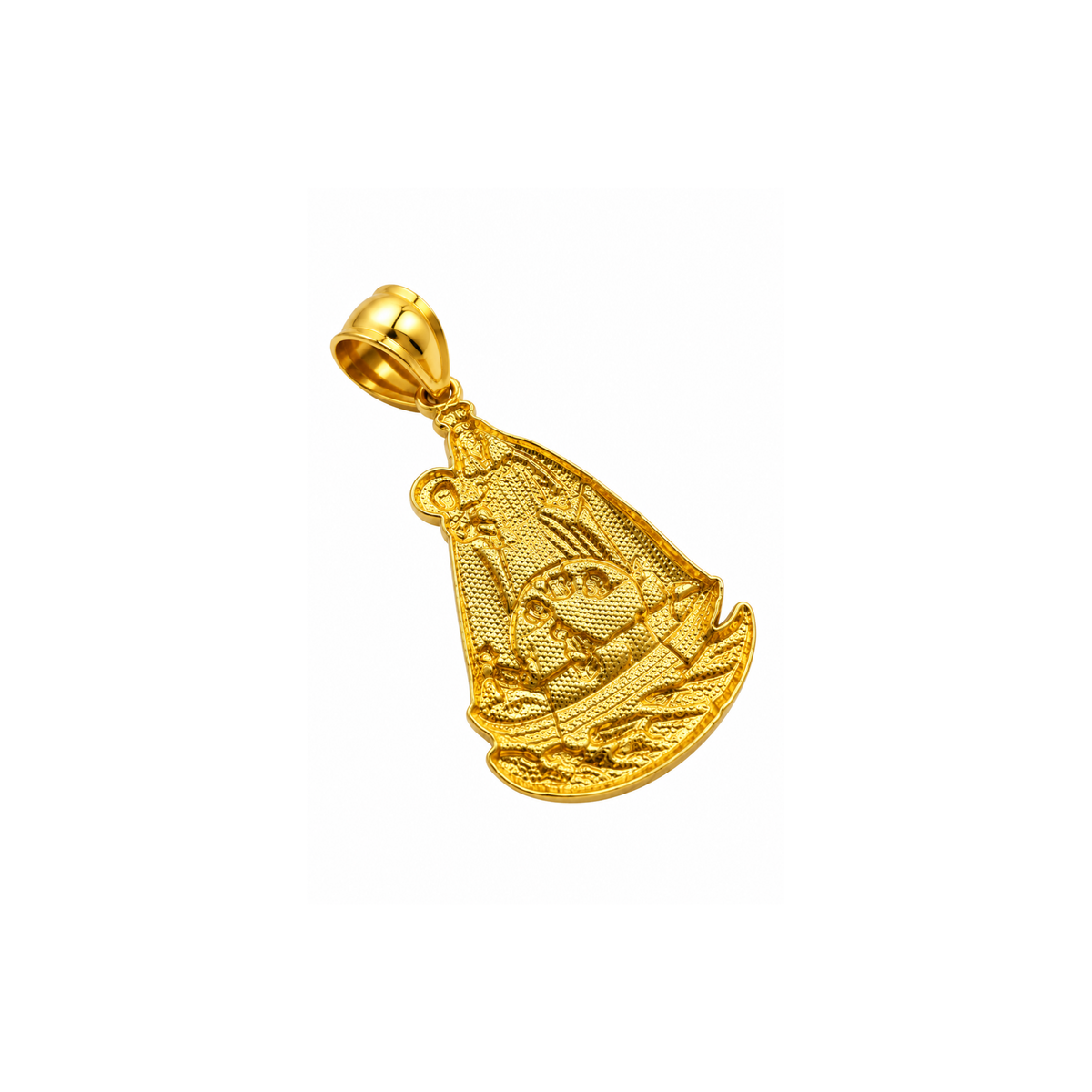 14K Yellow Gold Virgen de la Caridad del Cobre Pendant