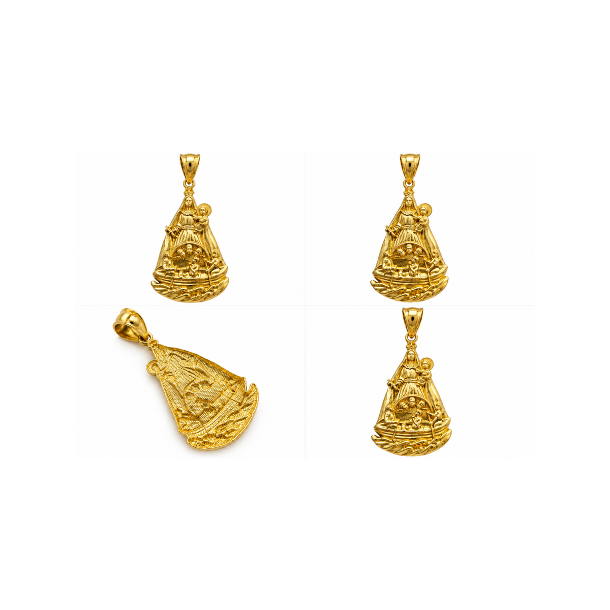 14K Yellow Gold Virgen de la Caridad del Cobre Pendant