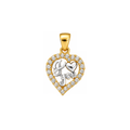14K Two-Tone Gold “Love” Pendant with Cubic Zirconia