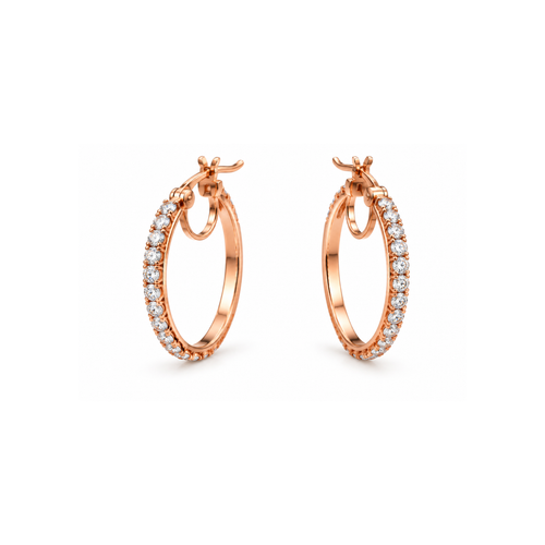 10K Rose Gold Cubic Zirconia Hoop Earrings