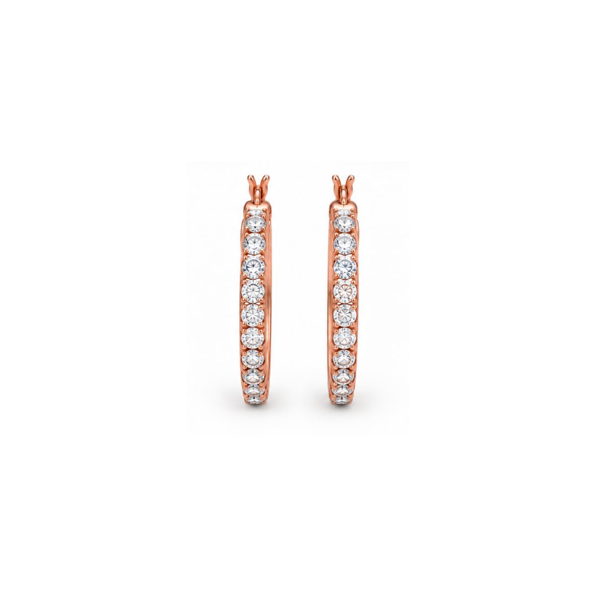 10K Rose Gold Cubic Zirconia Hoop Earrings