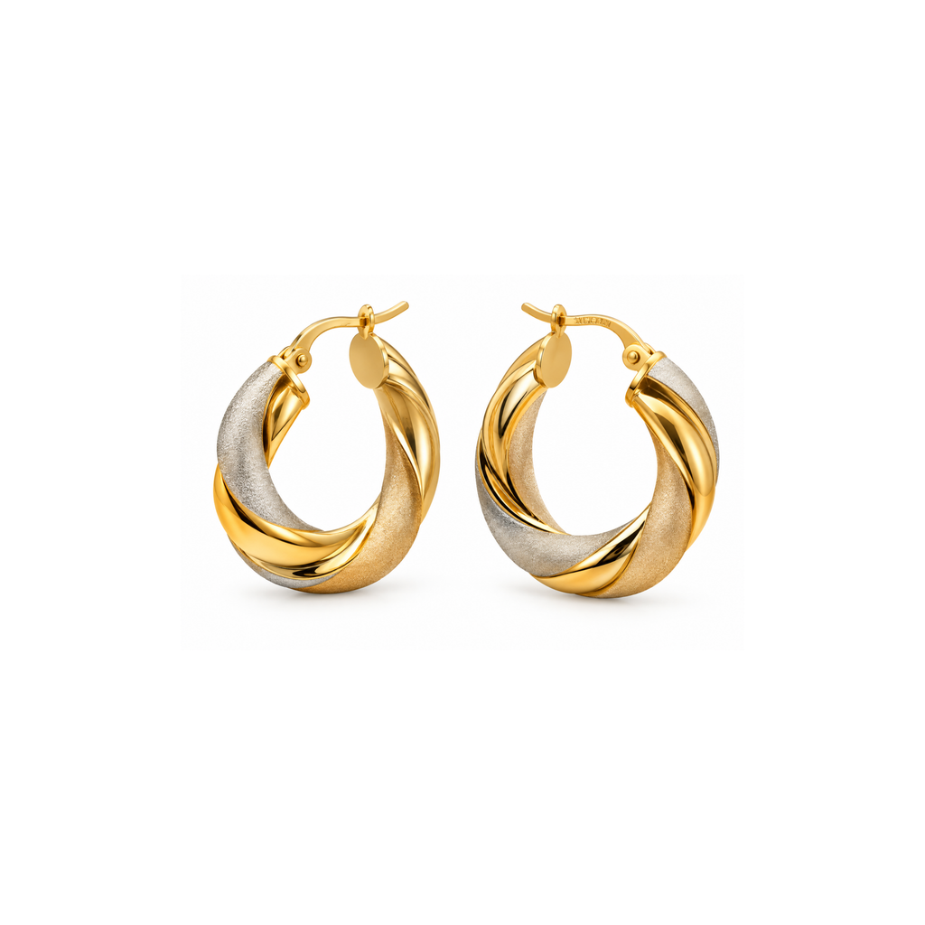 14K Two-Tone White & Yellow Gold Earrings – 3.9 DWT