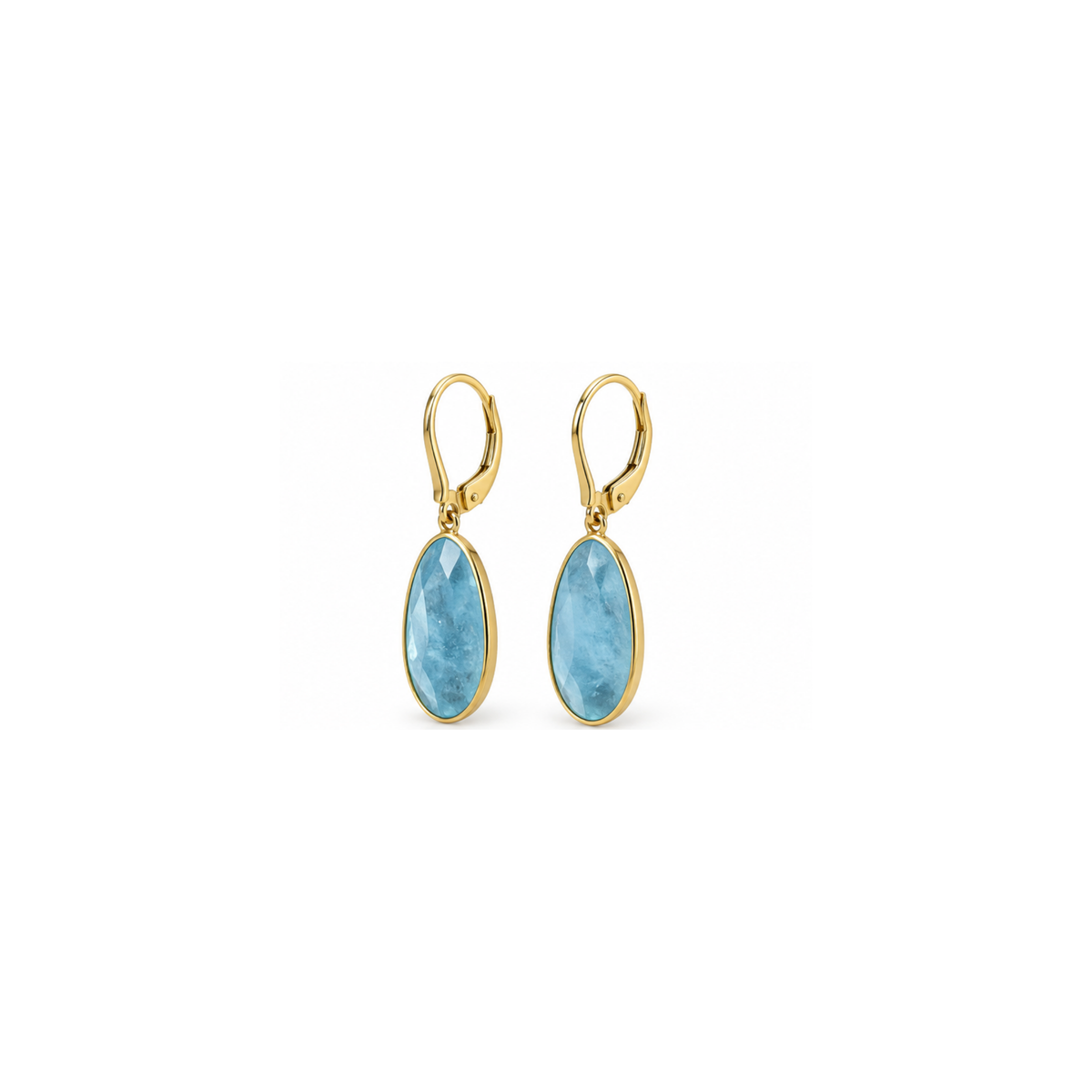 18K Yellow Gold Aquamarine Drop Earrings