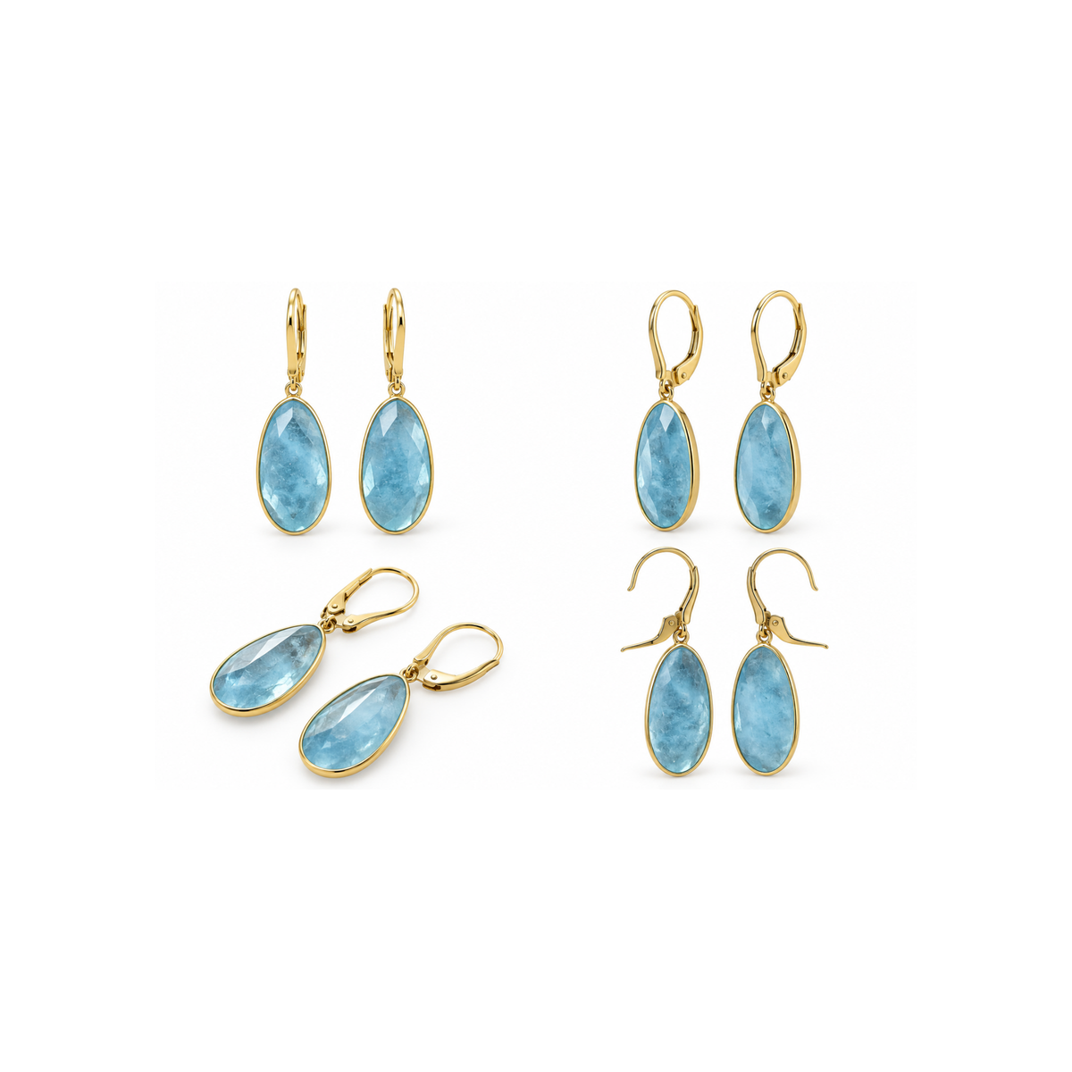 18K Yellow Gold Aquamarine Drop Earrings