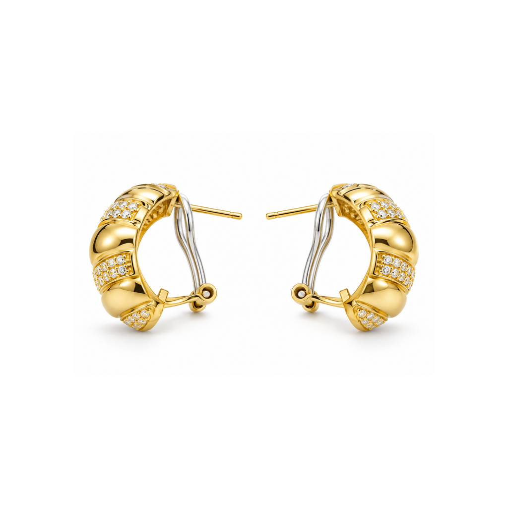 14K Yellow Gold Zirconia Earrings