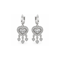 14K White Gold Diamond Heart Drop Earrings