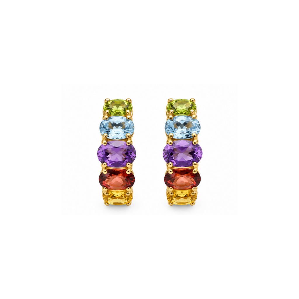 14K Yellow Gold Multi-Color Zirconia Earrings