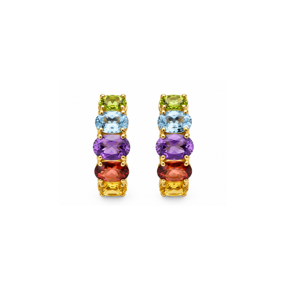 14K Yellow Gold Multi-Color Zirconia Earrings