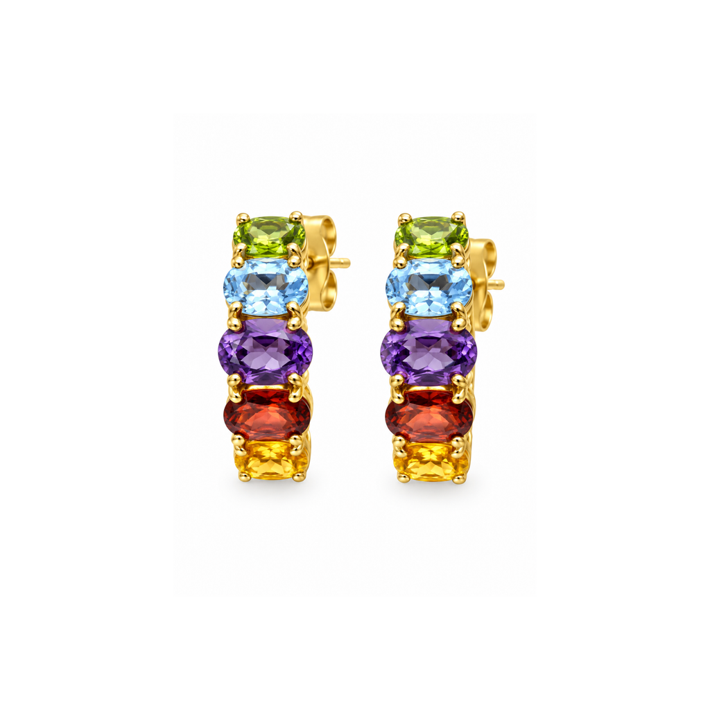 14K Yellow Gold Multi-Color Zirconia Earrings