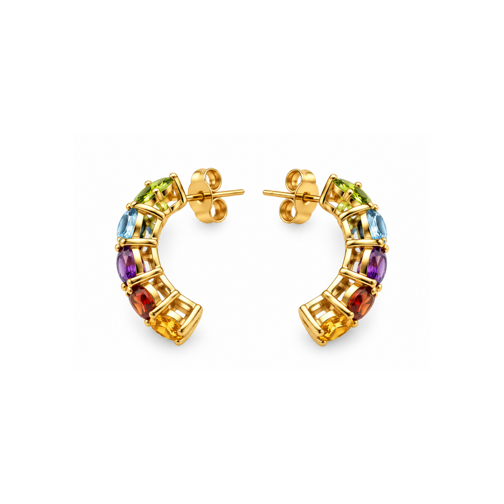 14K Yellow Gold Multi-Color Zirconia Earrings