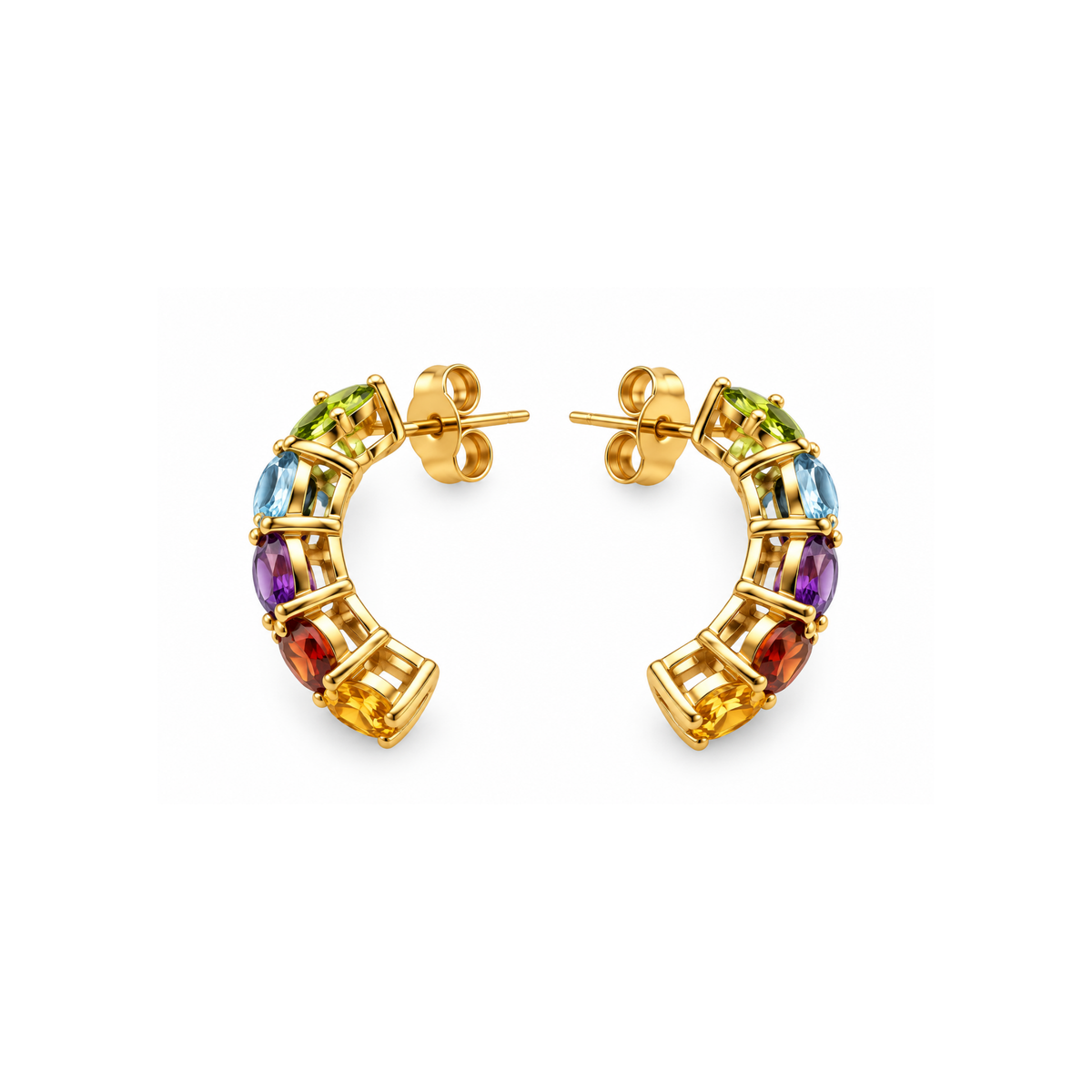 14K Yellow Gold Multi-Color Zirconia Earrings