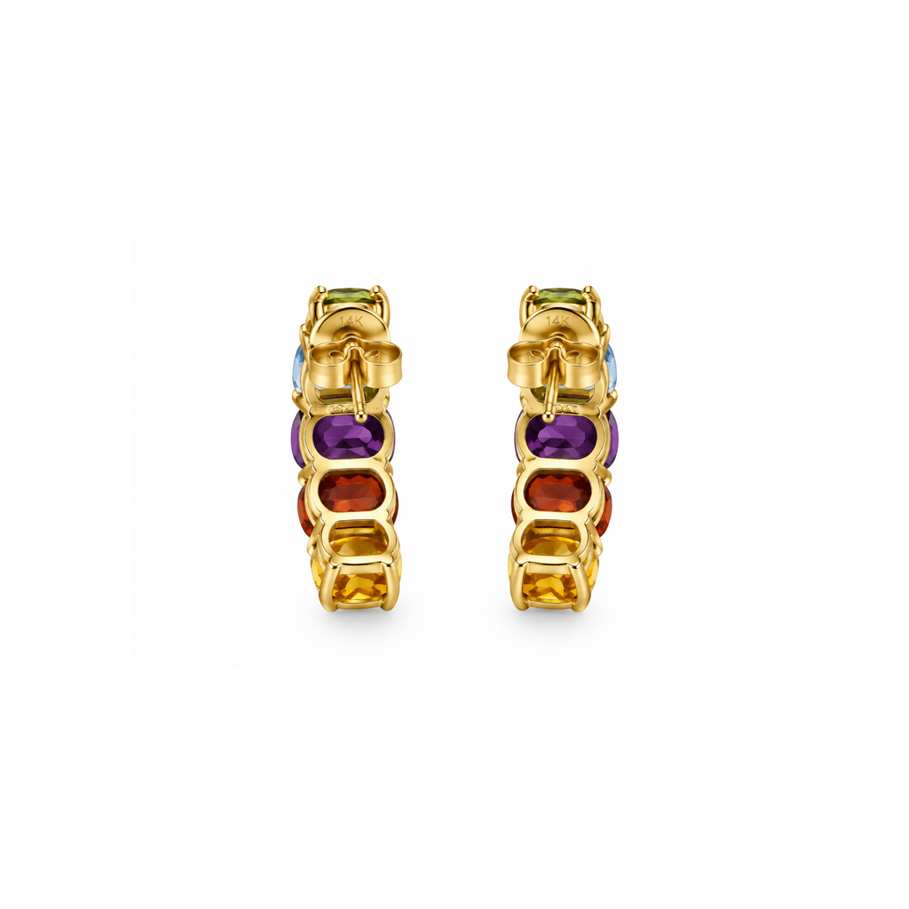 14K Yellow Gold Multi-Color Zirconia Earrings