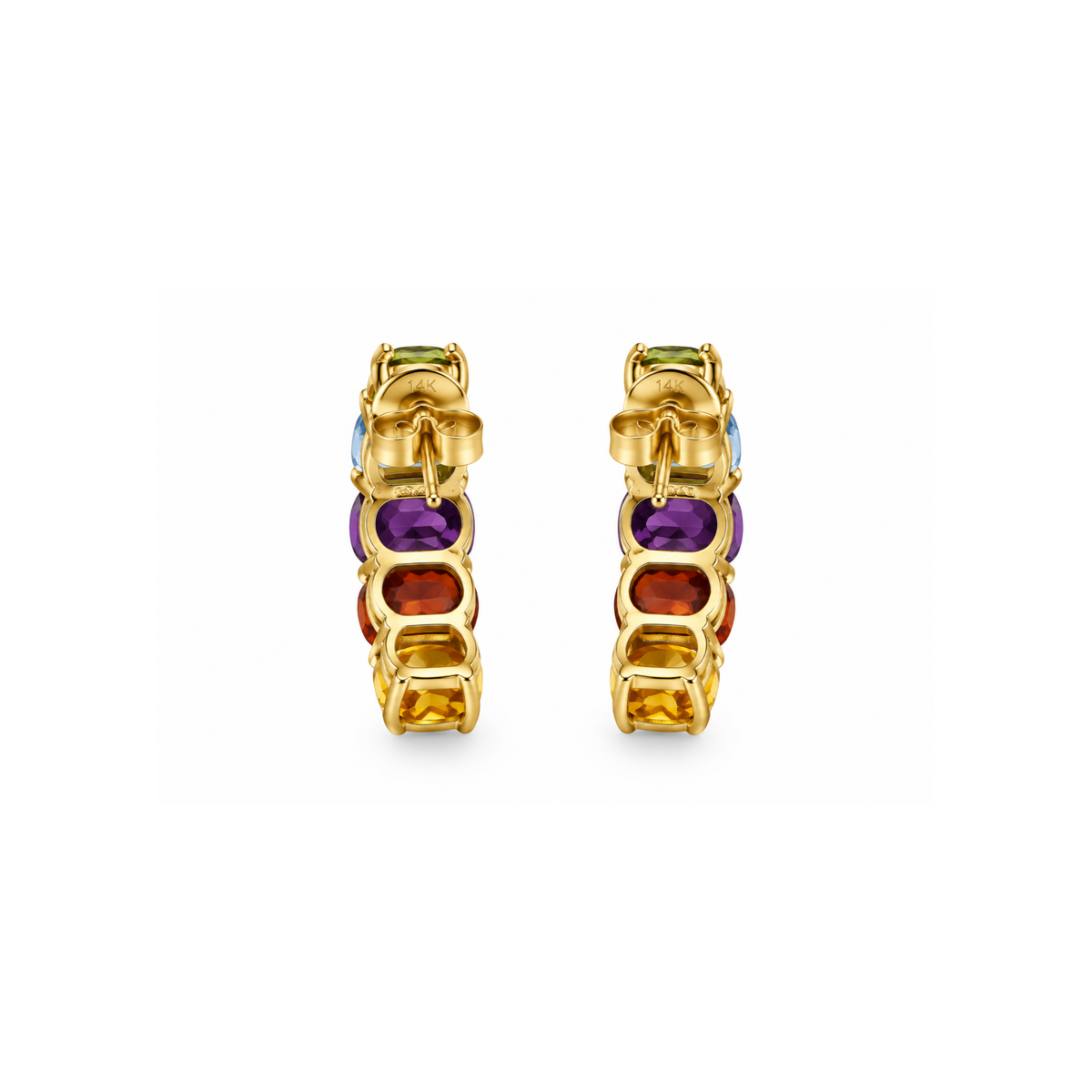 14K Yellow Gold Multi-Color Zirconia Earrings