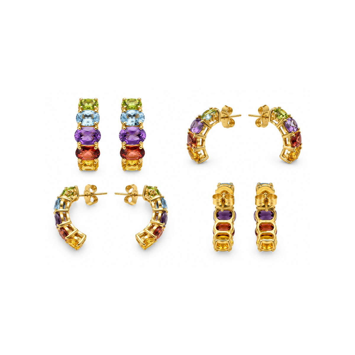 14K Yellow Gold Multi-Color Zirconia Earrings