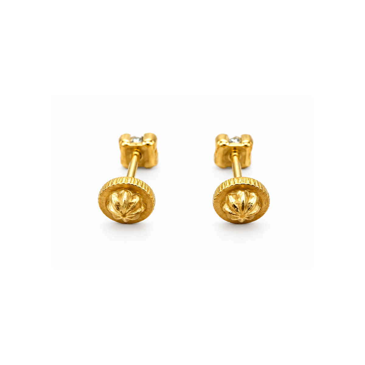 14K Yellow Gold Zirconia Stud Earrings – 0.3mm