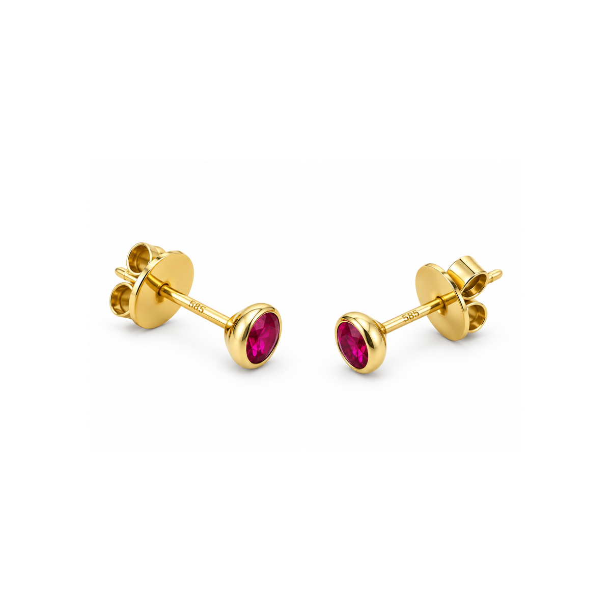 14K Yellow Gold Ruby Stud Earrings