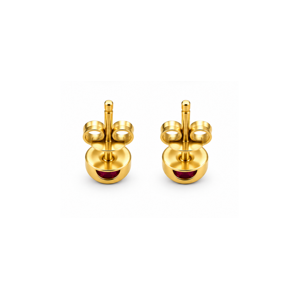 14K Yellow Gold Ruby Stud Earrings