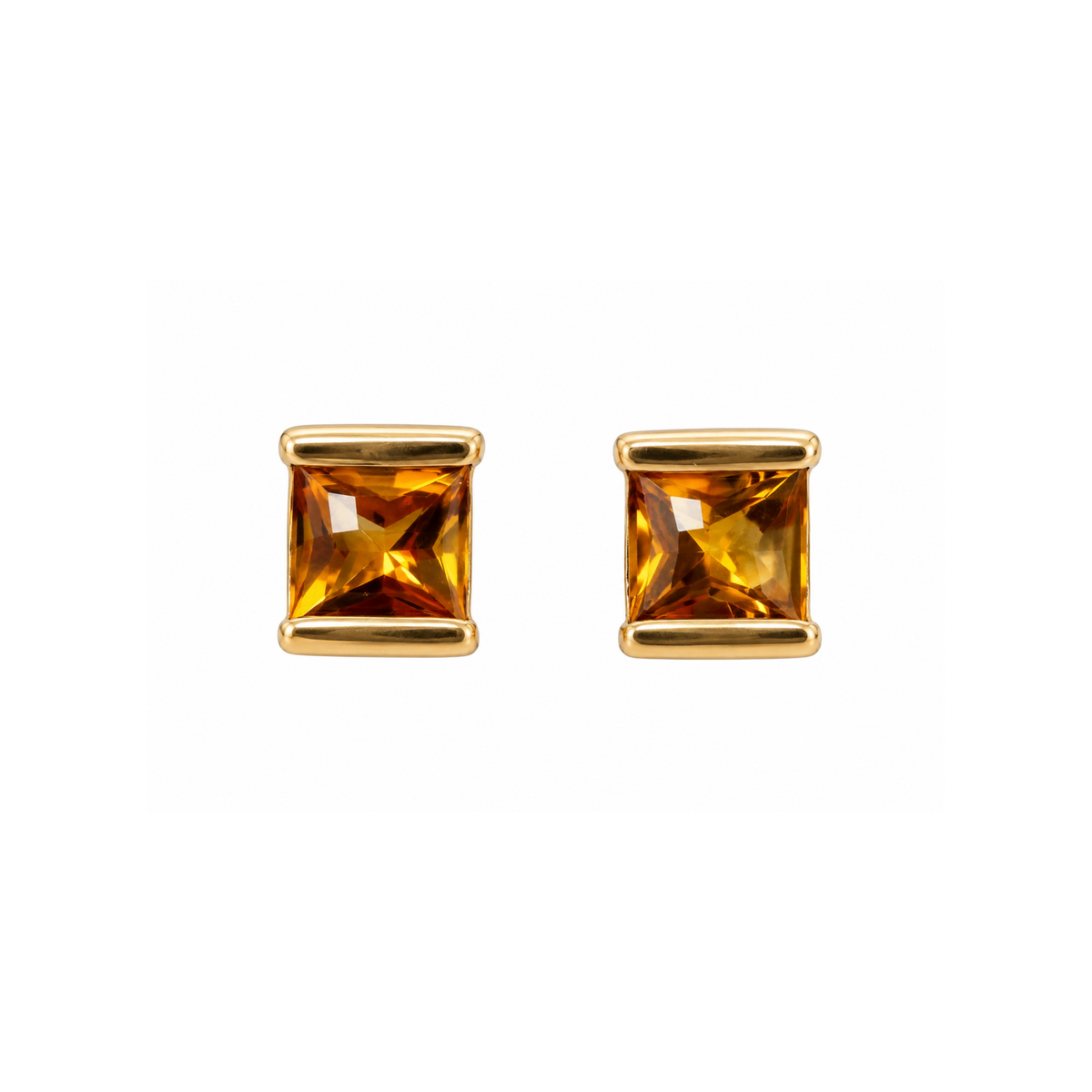 14K Yellow Gold Citrine Stud Earrings