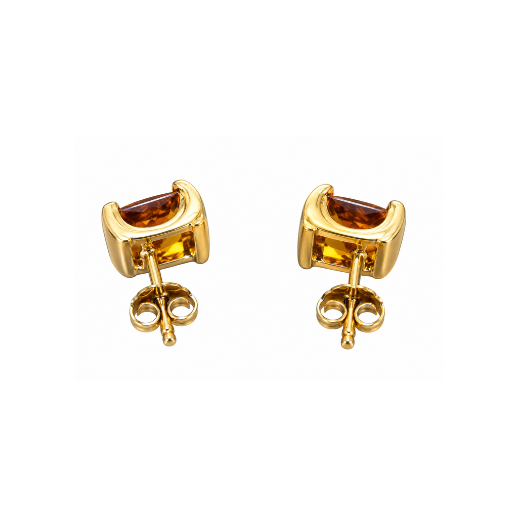 14K Yellow Gold Citrine Stud Earrings